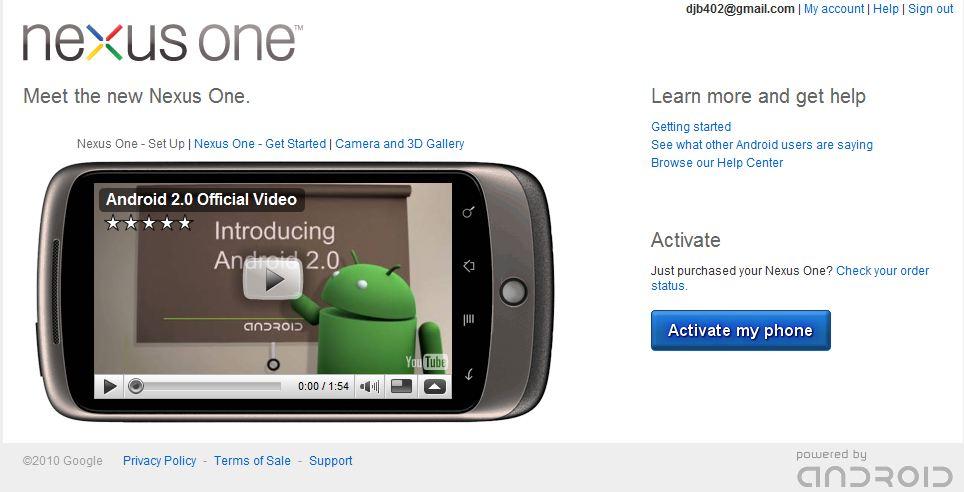 Nexus One Support Page Sourced from TMONews