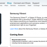 Samsung Vibrant Shows Up on T-Mobile.com