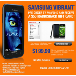 Reminder To Pre-Order The T-Mobile Samsung Vibrant At Radio Shack And Get A $50 Dollar Gift Card
