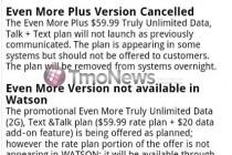 Even More Plus Unlimited Plan Canceled
