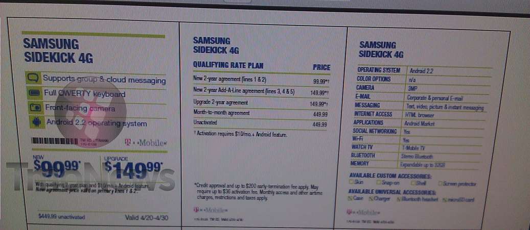 sidekick 2011 price. The Sidekick 4G will set you