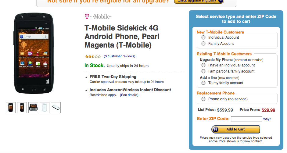 sidekick 4g price without contract. Amazon Sidekick 4G
