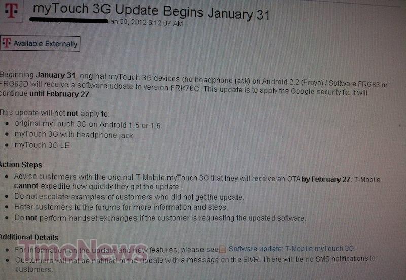 myTouch 3G Receiving Software Update, Allows For Google Security Fix