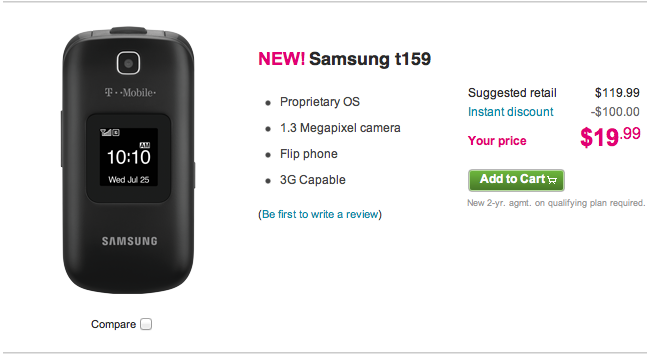 T-Mobile Launches Samsung T-159, Just $19.99 For Flip Phone Glory - TmoNews