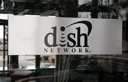 The sign in the lobby of the corporate headquarters of Dish Network is seen in the Denver suburb of Englewood