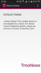 this mobile device is not eligible for unlock t mobile