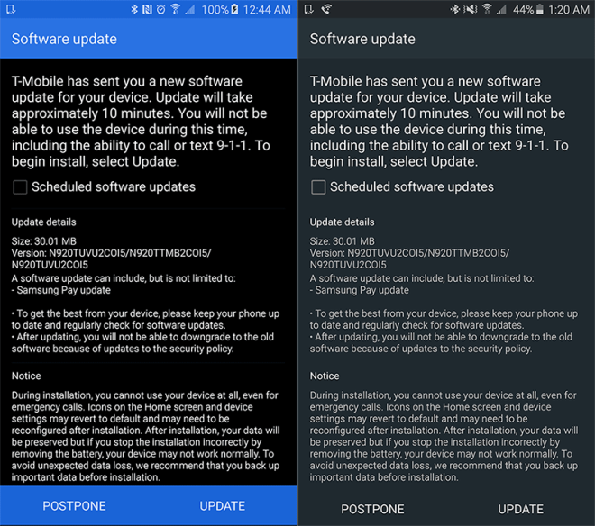 tmobilegalaxynote5update