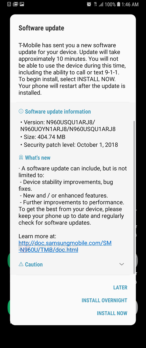 tmogalaxynote9updatenov2018