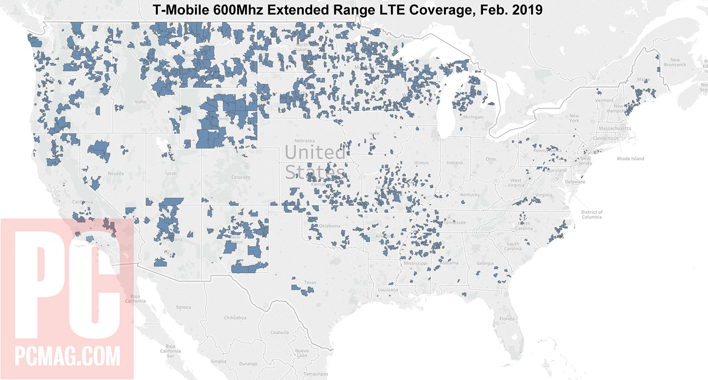 TMobile 600MHz LTE coverage shown on map TmoNews