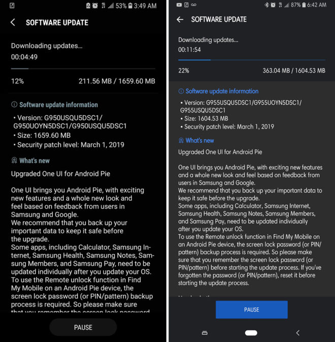 T-Mobile Galaxy S8 and S8+ getting Android Pie update ...